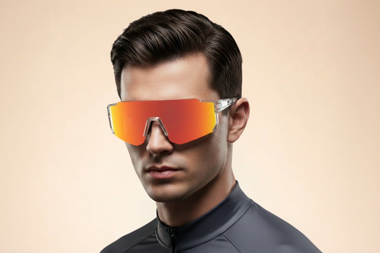 Óculos de Sol Desportivos Masculinos Shield Envolventes com Proteção UV400
