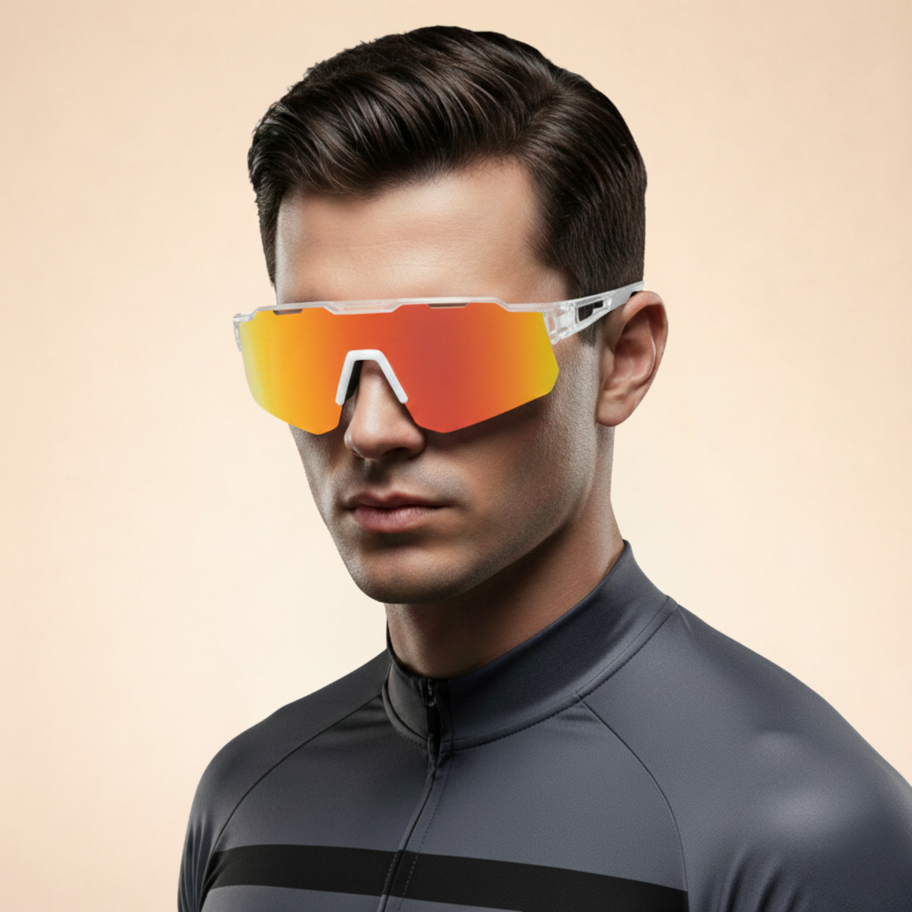 Óculos de Sol Desportivos Masculinos Shield Envolventes com Proteção UV400