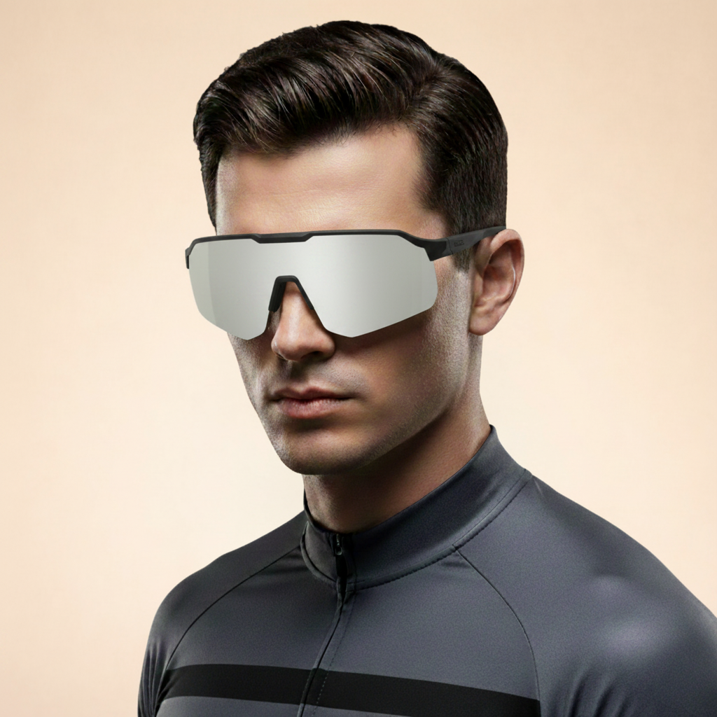 Óculos de Sol Desportivos Masculinos Shield Envolventes com Proteção UV400