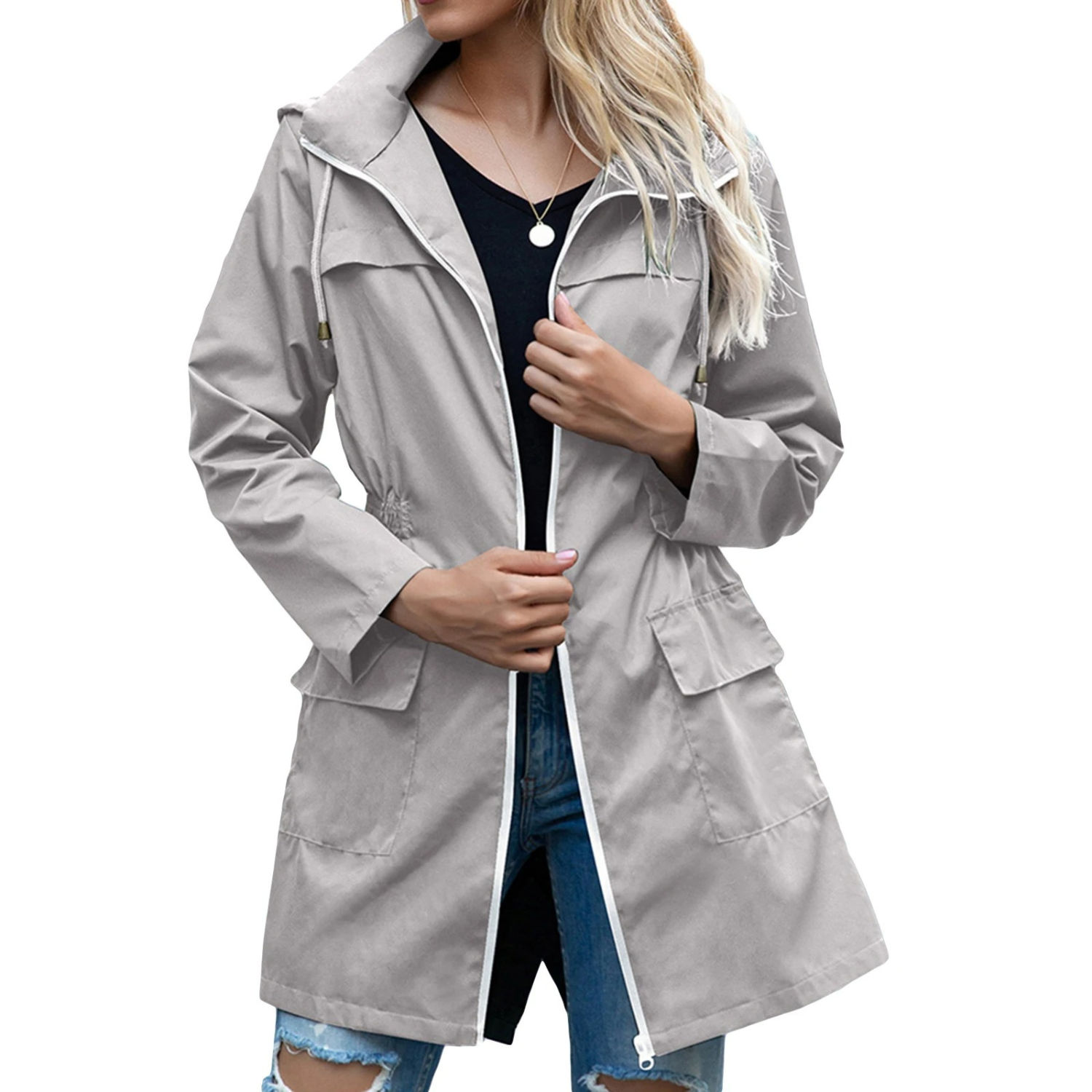 Women’s Waterproof Windproof Long Jacket – Lightweight Comfortable Stylish Casual Everyday Outerwear