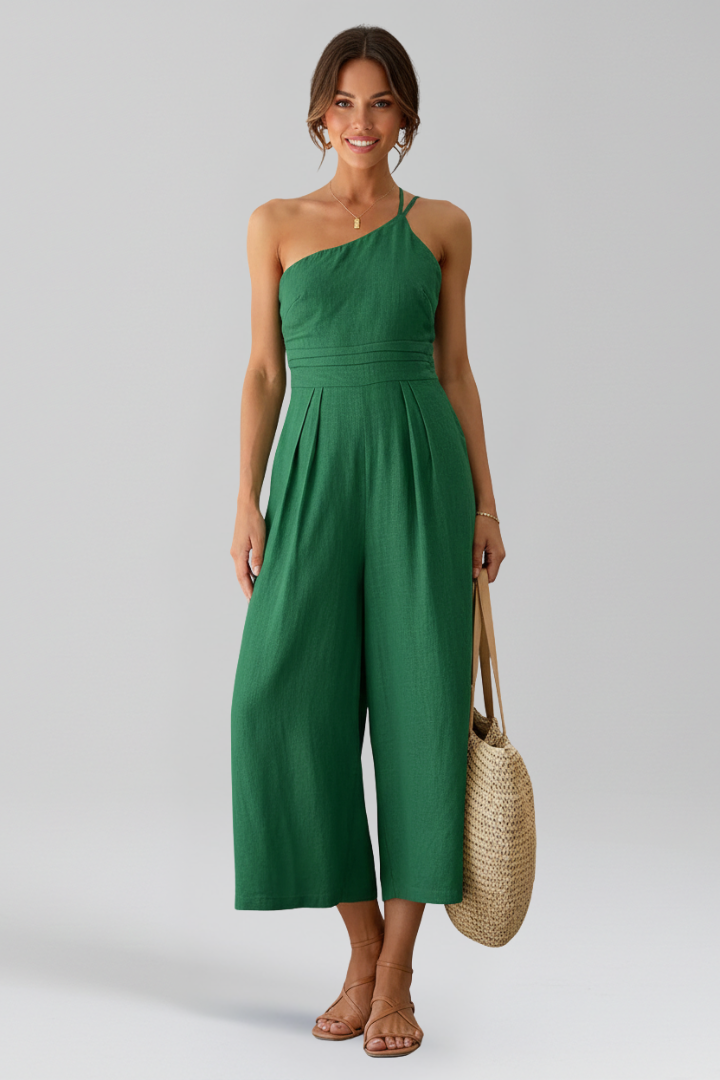 Mono de mujer de un solo hombro y pierna ancha - Estilo sastre veraniego para días informales y elegantes ocasiones nocturnas