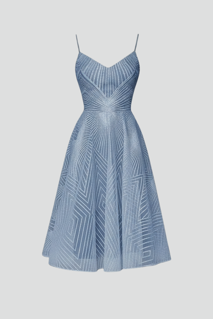 Women’s Fit and Flare Midi Dress – Spaghetti Strap Style for Summer Events