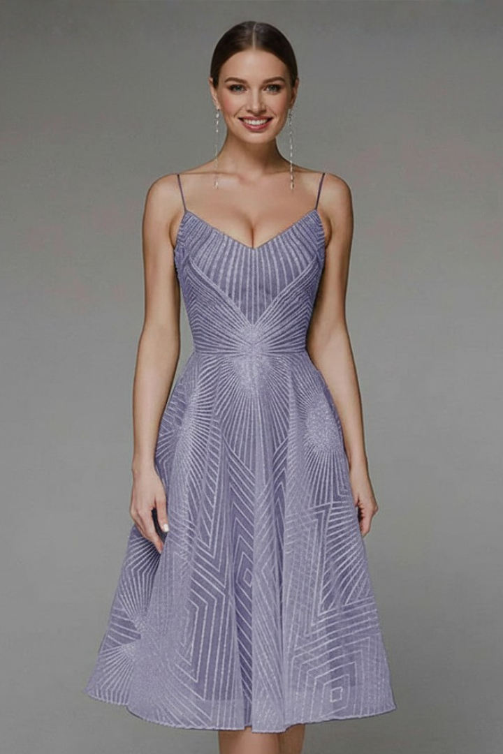 Women’s Fit and Flare Midi Dress – Spaghetti Strap Style for Summer Events