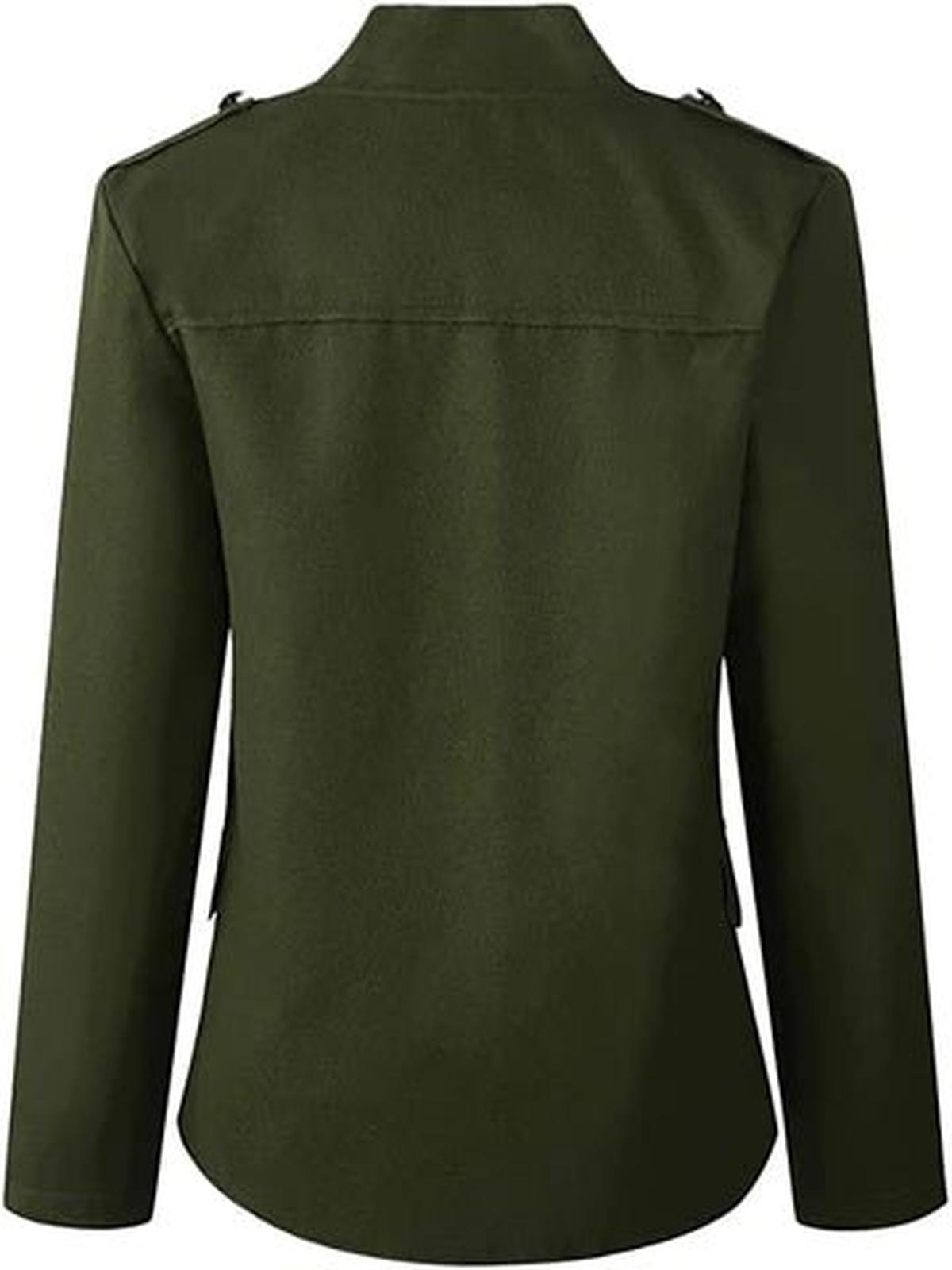Jachetă scurtă de damă, inspirată de stilul militar – piesă structurată cu nasturi în partea din față, pentru ținute smart casual
