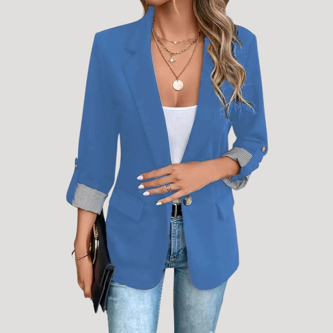 Blazer sartoriale da donna – Giacca monopetto con maniche risvoltate per l’ufficio in estate