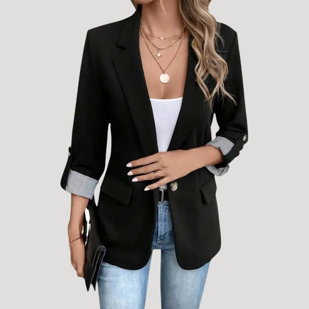 Blazer sartoriale da donna – Giacca monopetto con maniche risvoltate per l’ufficio in estate