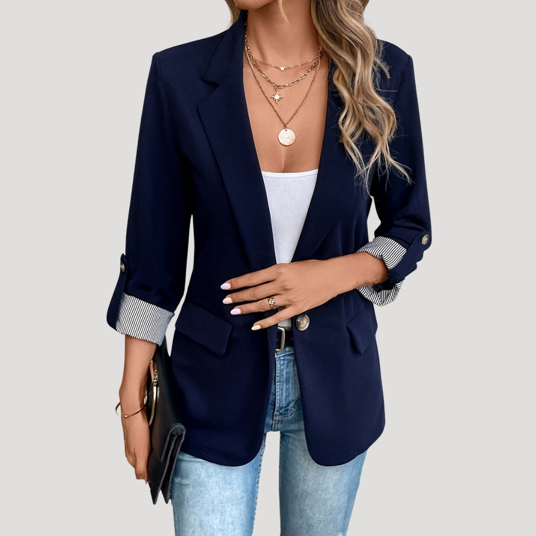 Blazer sartoriale da donna – Giacca monopetto con maniche risvoltate per l’ufficio in estate