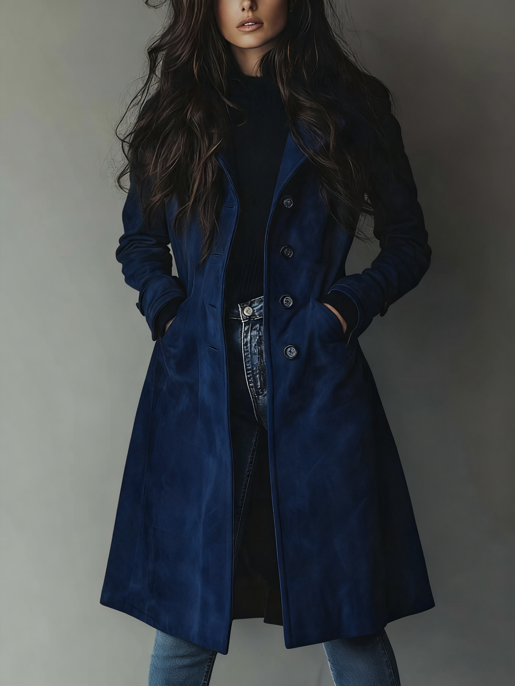 Women’s Vintage-Inspired Longline Trench Coat Tailored Outerwear