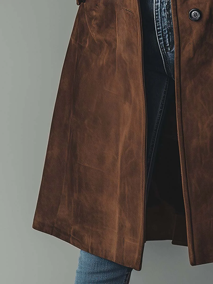 Women’s Vintage-Inspired Longline Trench Coat Tailored Outerwear