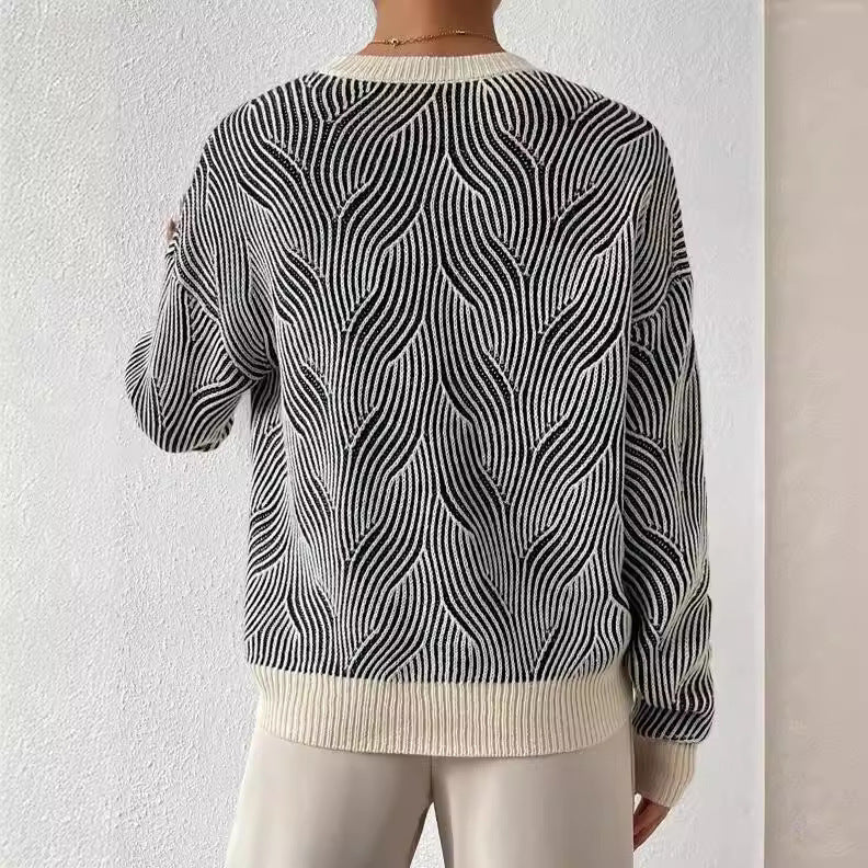 Lässiger Damenpullover aus Rundhalsstrick - weiche Schicht mit langen Ärmeln für lässige Alltagsmode im Herbst und Winter