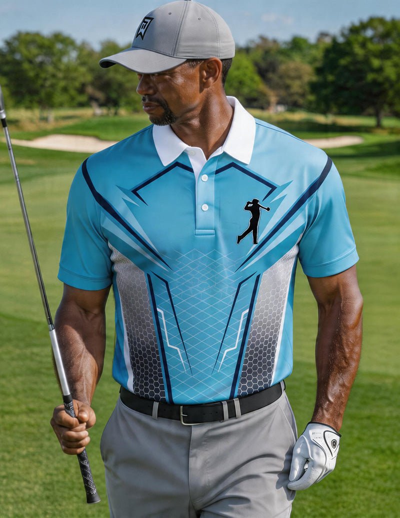 Polo de golf imprimé pour homme avec col contrastant