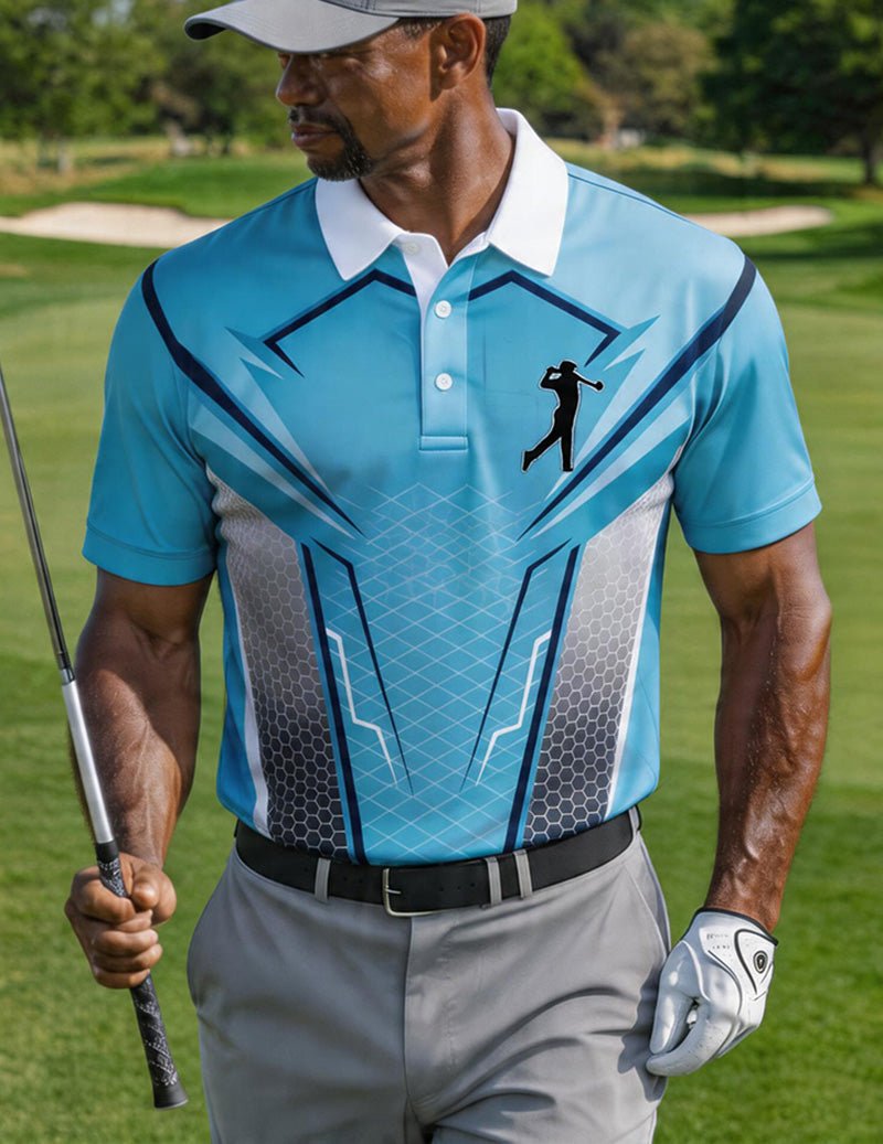 Polo de golf imprimé pour homme avec col contrastant