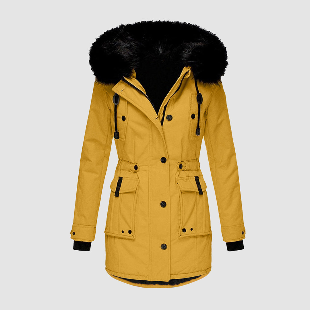 Women’s Waterproof Faux-Fur Hooded Winter Parka – Windproof Thermal Longline Layer for Everyday Cold-Weather Wear