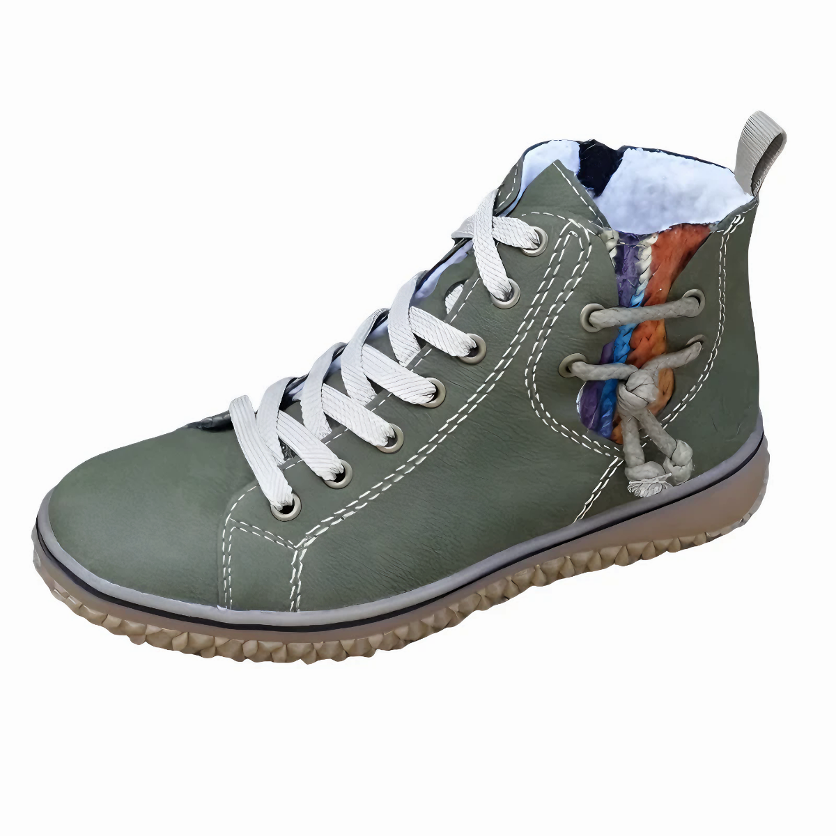 Damesneakers med kontrastsyning og højt skaft