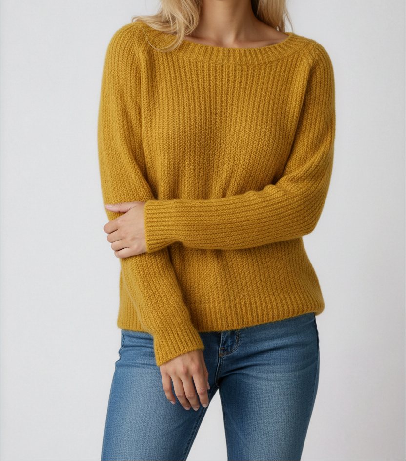Pull en maille texturée à col bateau pour femme - pull décontracté à manches longues avec finitions côtelées, pour l'automne et l'hiver
