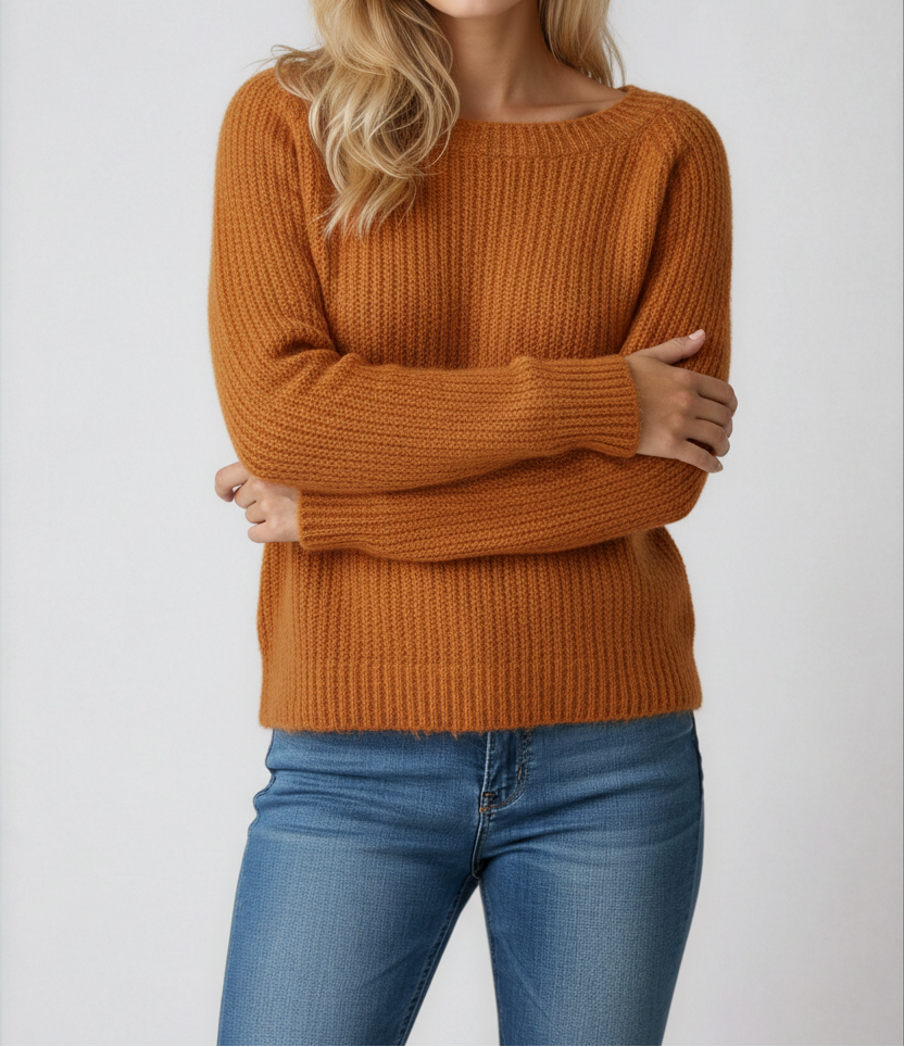Pull en maille texturée à col bateau pour femme - pull décontracté à manches longues avec finitions côtelées, pour l'automne et l'hiver