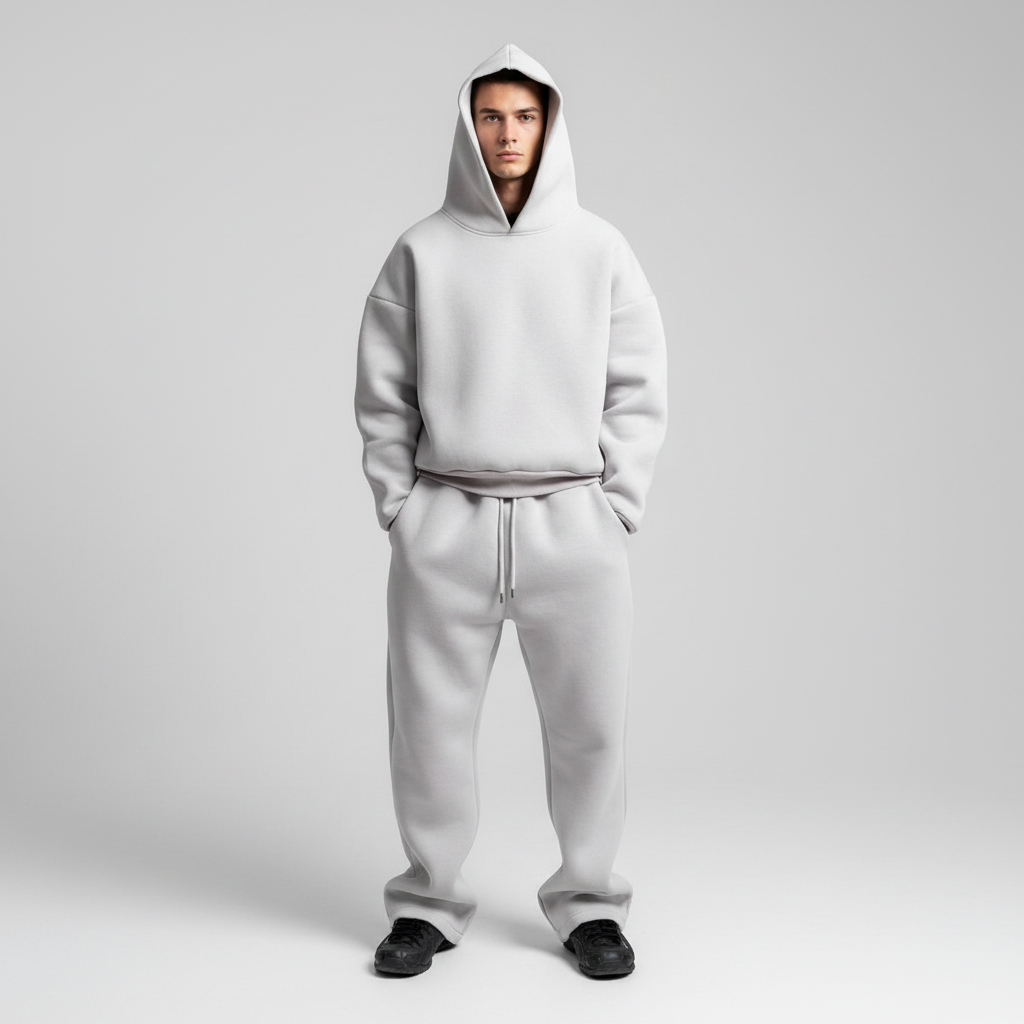 Herre Oversized Hoodie og Joggingbukser Sæt – Åndbart Træningstøj til Træning og Hjemmebrug
