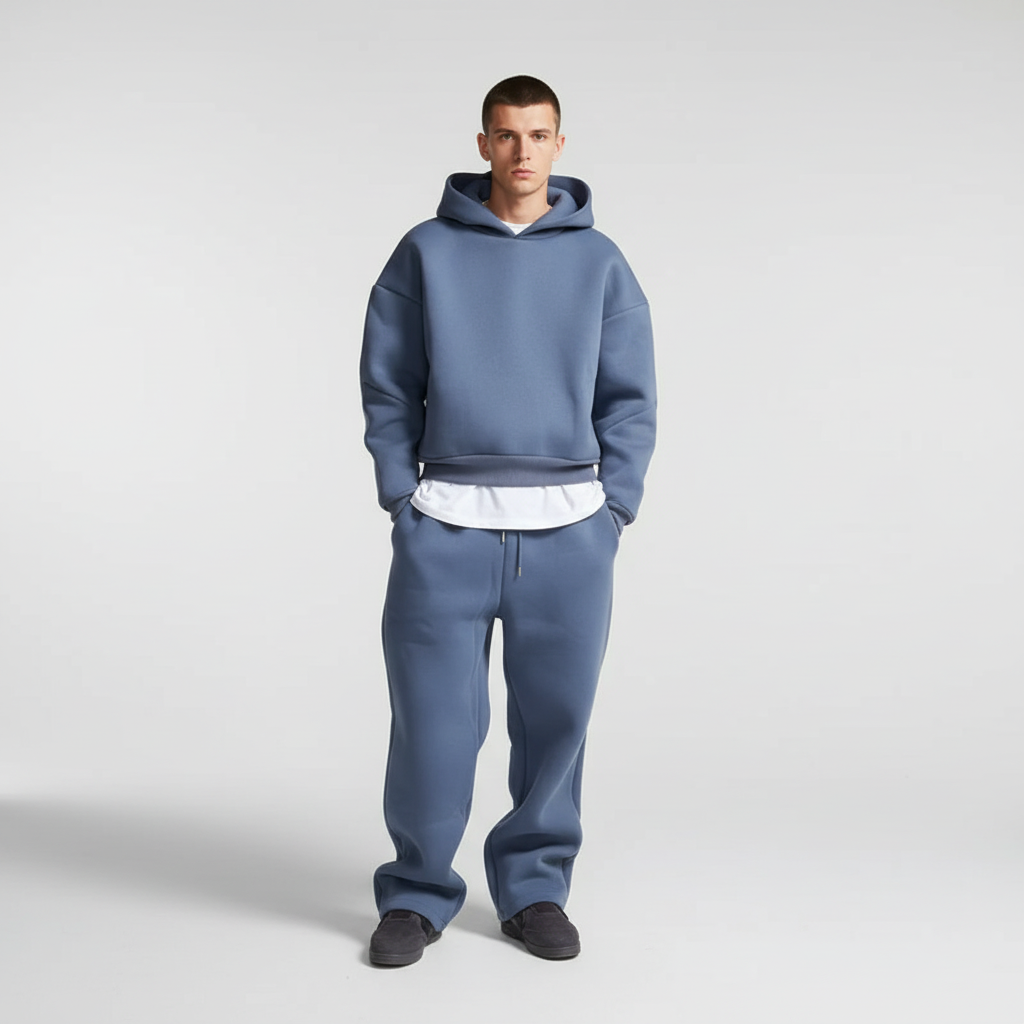 Herre Oversized Hoodie og Joggingbukser Sæt – Åndbart Træningstøj til Træning og Hjemmebrug