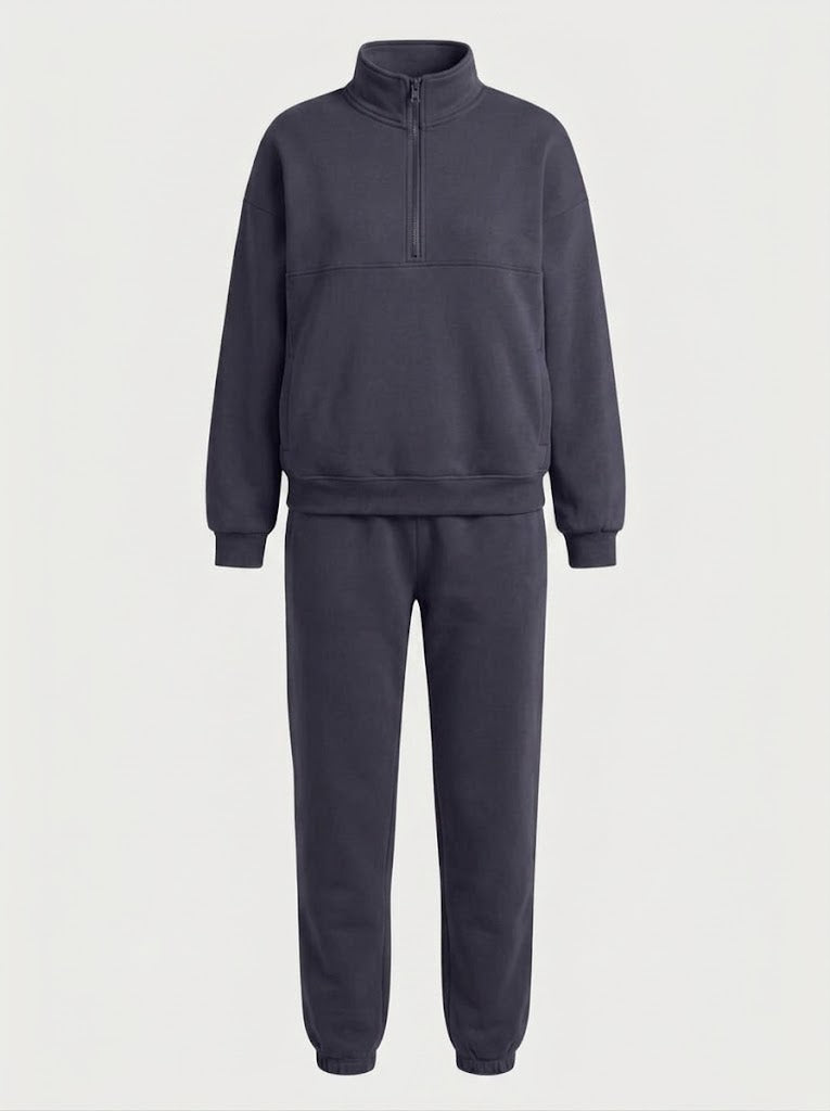 Ensemble sweat-shirt femme à demi-zip – Tenue décontractée avec pantalon jogger pour les voyages et le quotidien