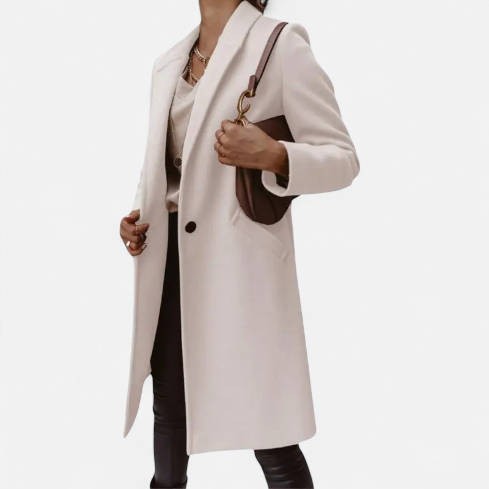 Valmonti | Women’s Classic Coat – Mid‑Length Solid‑Lapels Luxury