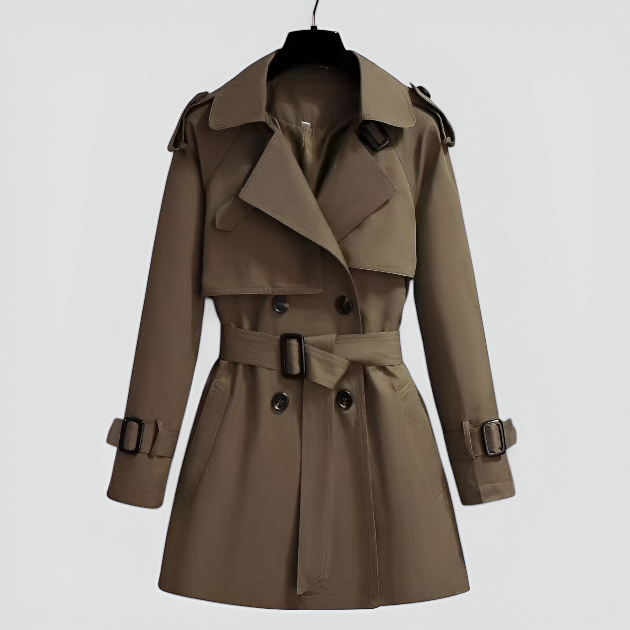 Women’s Elegant Mid-Length Trench Coat – Double-Breasted Transitional Outerwear for Spring and Autumn