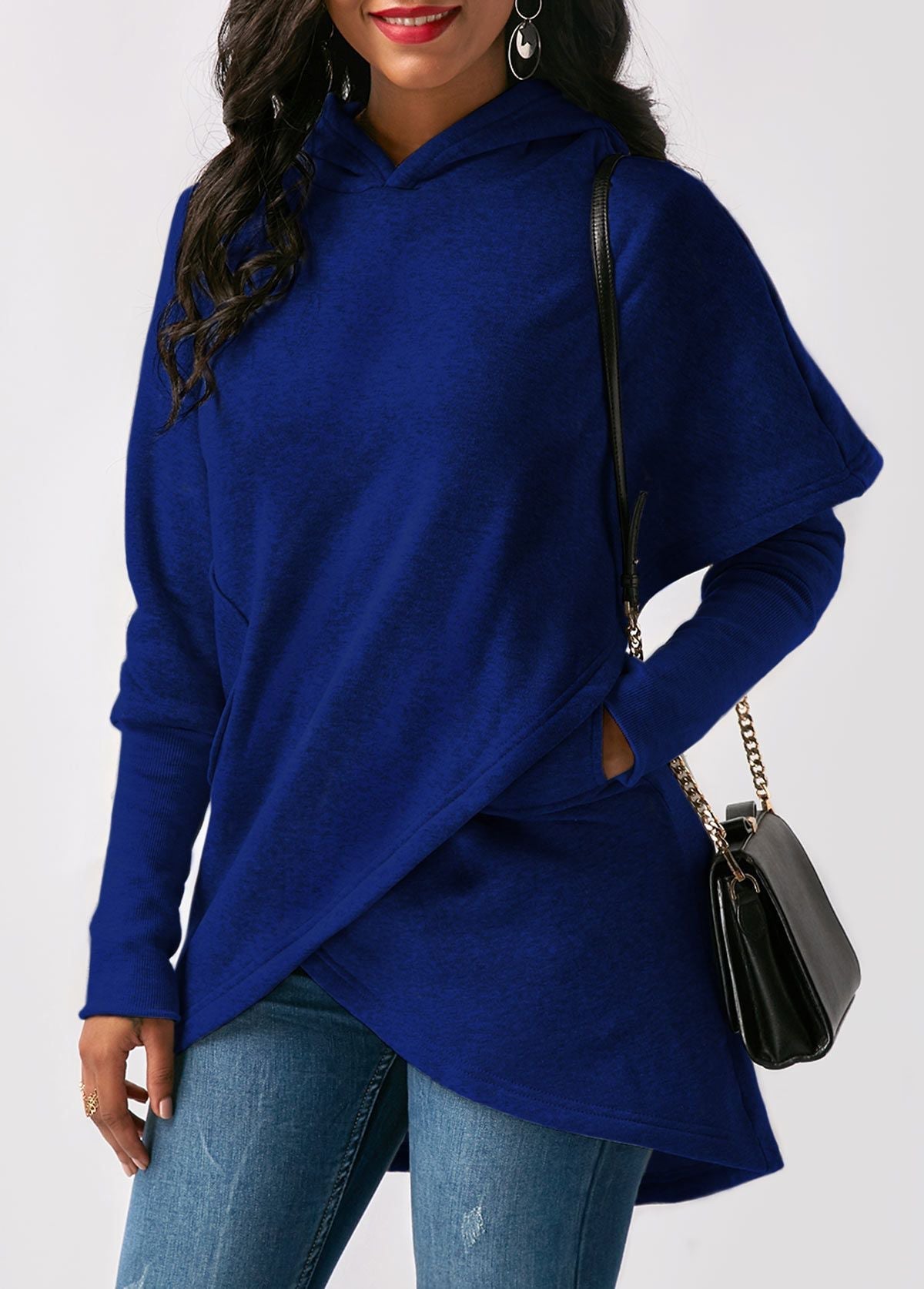Women’s Asymmetric Longline Hoodie – Layered Wrap-Front Style for Casual Autumn Winter Days and Everyday WearWomen’s Asymmetric Longline Hoodie – Layered Wrap-Front Style for Casual Autumn Winter Days and Everyday Wear