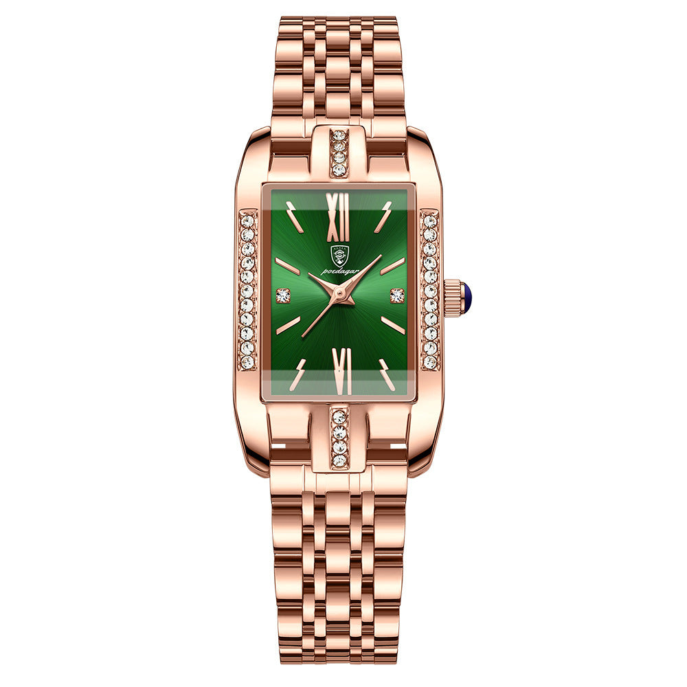 Women’s Rectangular Bracelet Watch – Crystal-Set Quartz Watch for Elegant Everyday Wear