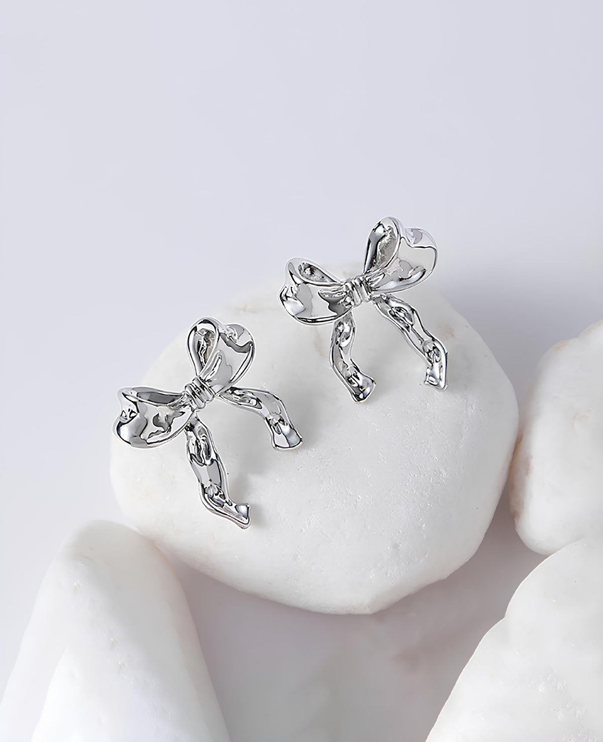 Women’s Sculpted Bow Stud Earrings – Gold-Tone Ribbon Design with Sterling Silver Posts for Everyday and Occasion Wear