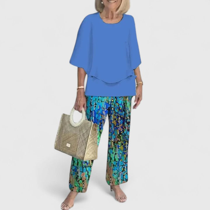 Women’s Relaxed Printed Two-Piece Set Everyday Elegance