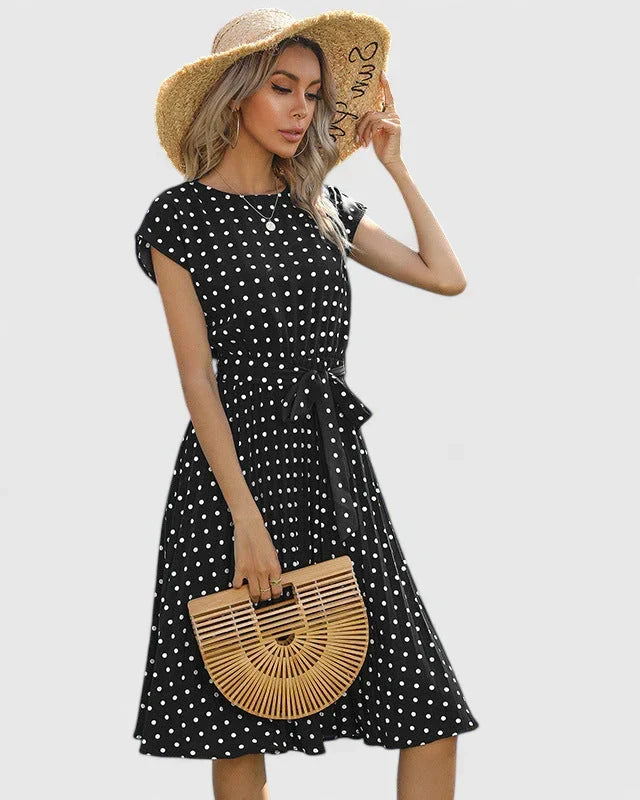 Abito midi da donna con cintura e stampa – stile estivo valorizzante per il giorno e le occasioni