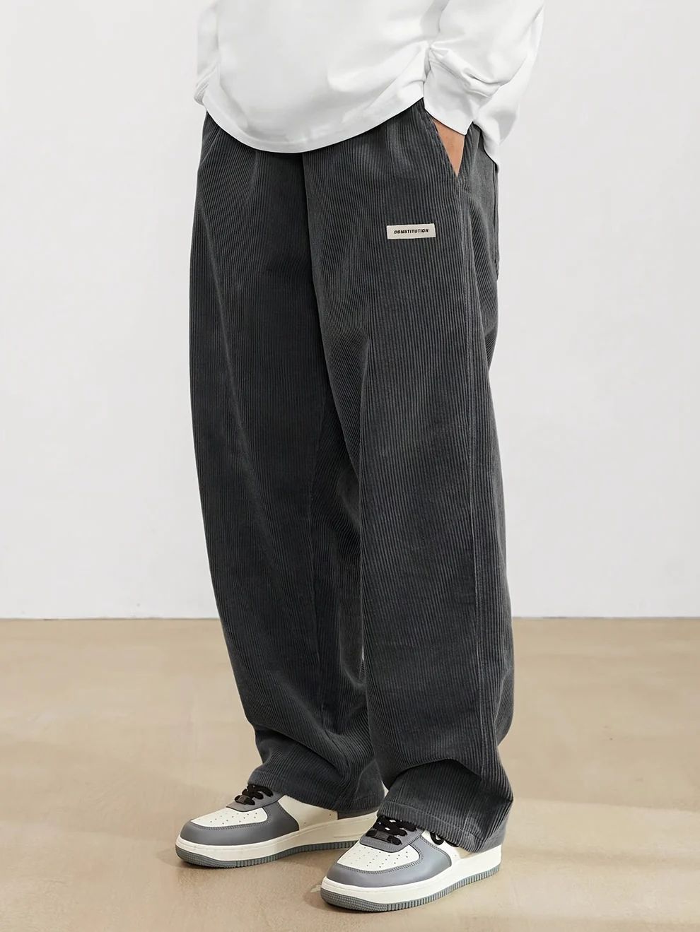 Men’s Relaxed Corduroy Trousers – Wide-Leg Casual Pants for Everyday Wear
