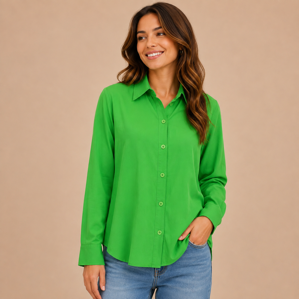 Blouse classique boutonnée pour femme – Chemise ample à manches longues pour le bureau et le quotidien
