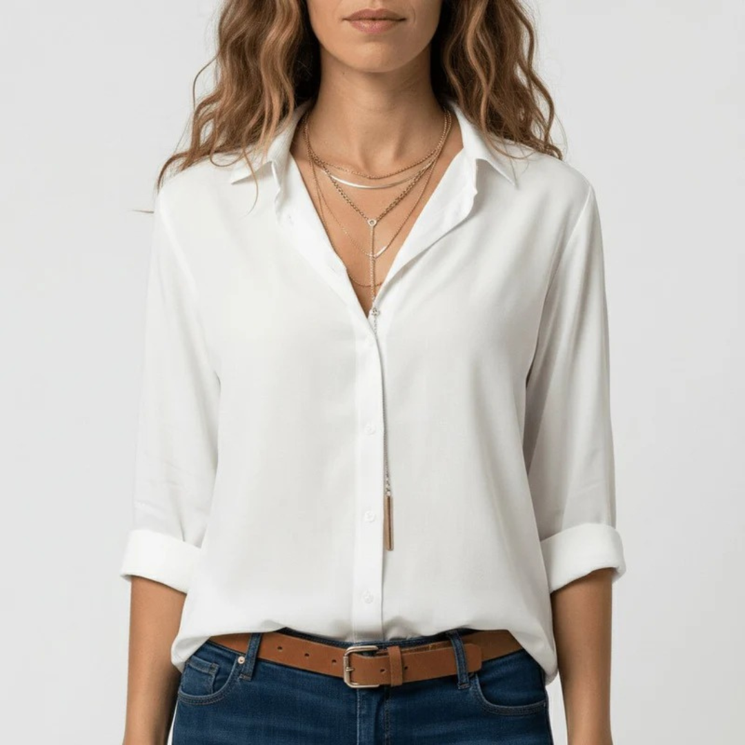Blouse classique boutonnée pour femme – Chemise ample à manches longues pour le bureau et le quotidien