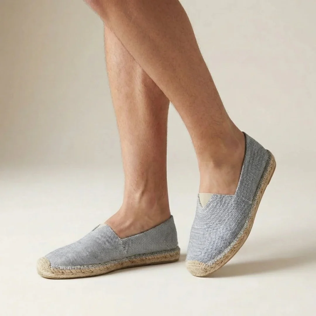 Espadrile bărbătești cu talpă din iută – încălțăminte de vară ușoară, fără șireturi, pentru vacanțe și ținute casual