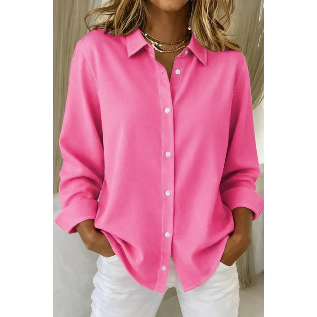 Women’s Relaxed Button-Up Shirt Blouse – Long-Sleeve Style for Office and Everyday Wear