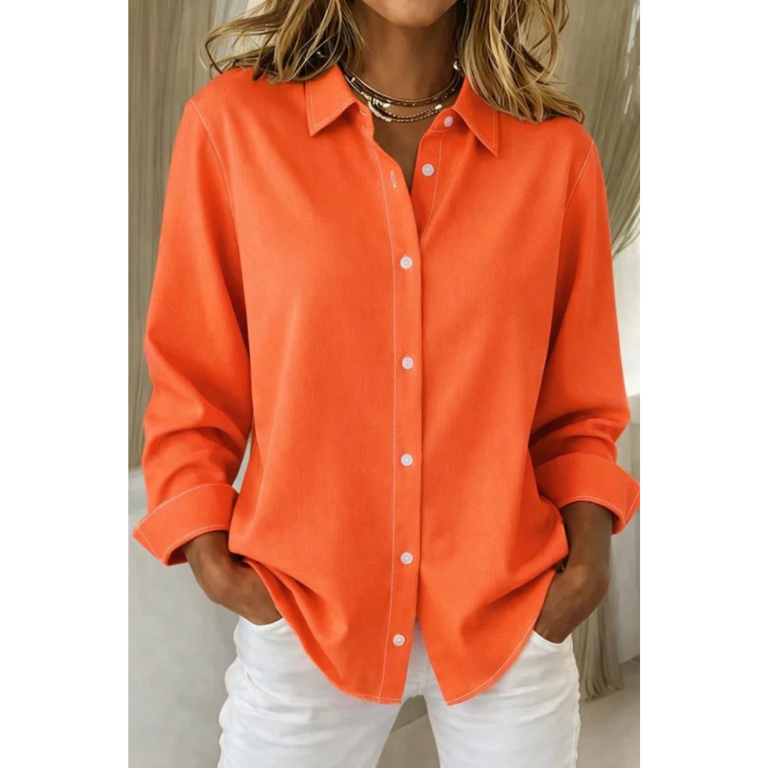 Women’s Relaxed Button-Up Shirt Blouse – Long-Sleeve Style for Office and Everyday Wear