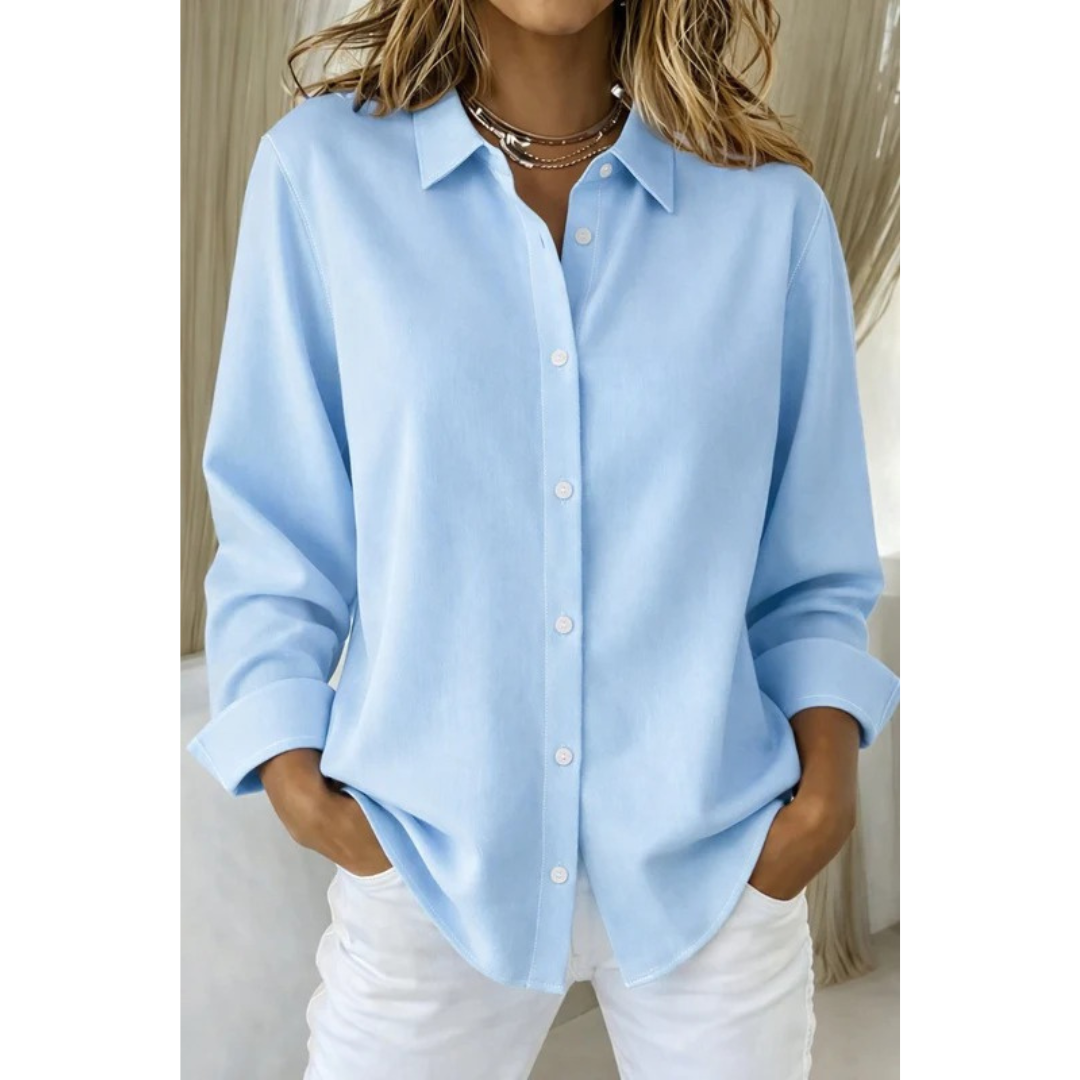 Women’s Relaxed Button-Up Shirt Blouse – Long-Sleeve Style for Office and Everyday Wear