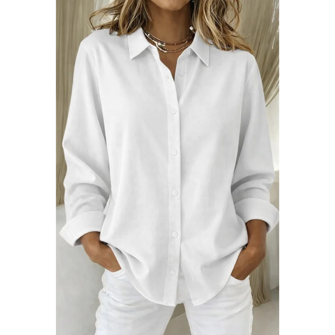 Women’s Relaxed Button-Up Shirt Blouse – Long-Sleeve Style for Office and Everyday Wear