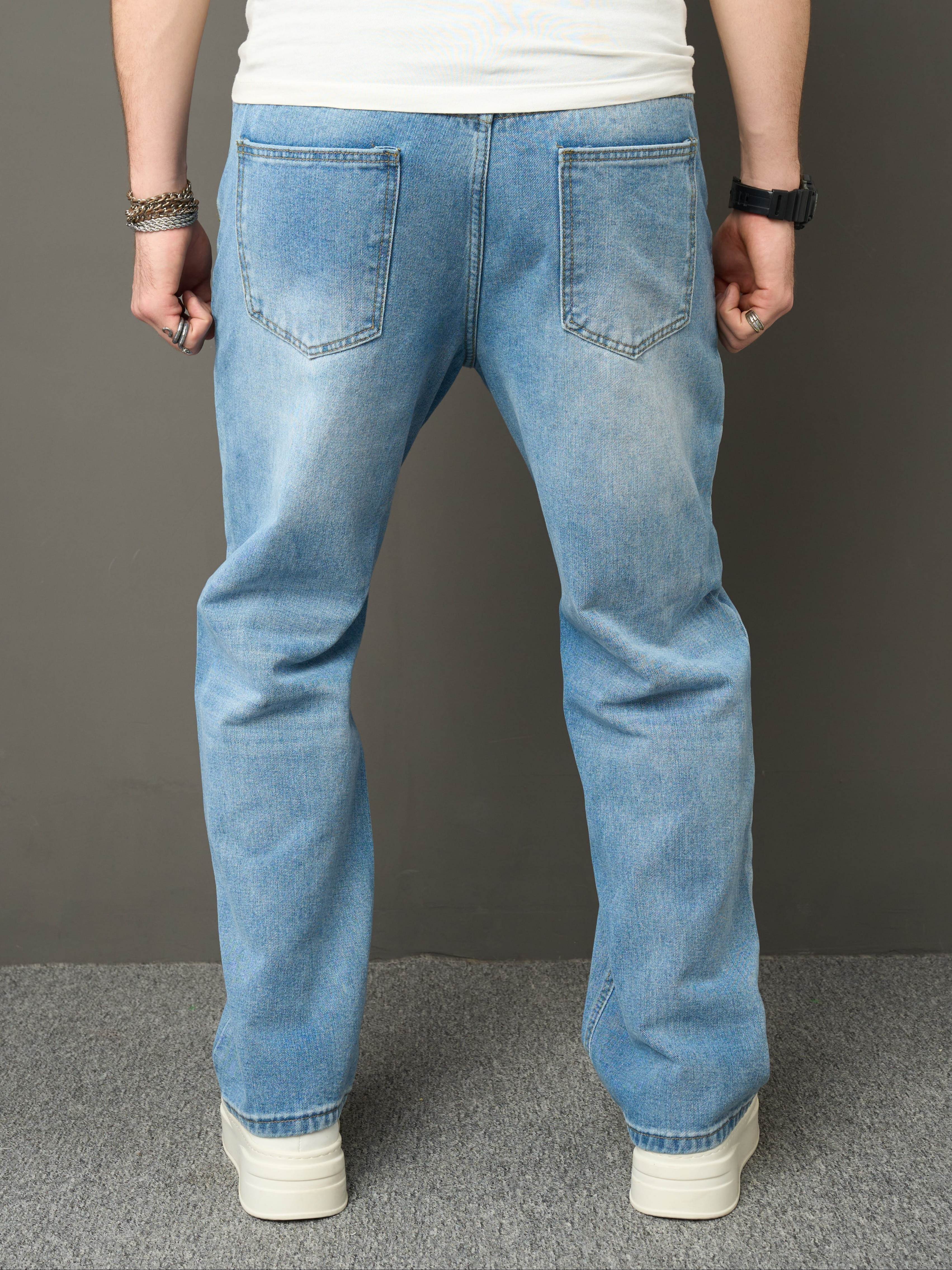 Men’s Relaxed Straight-Leg Jeans – Classic Denim for Everyday Casual Wear