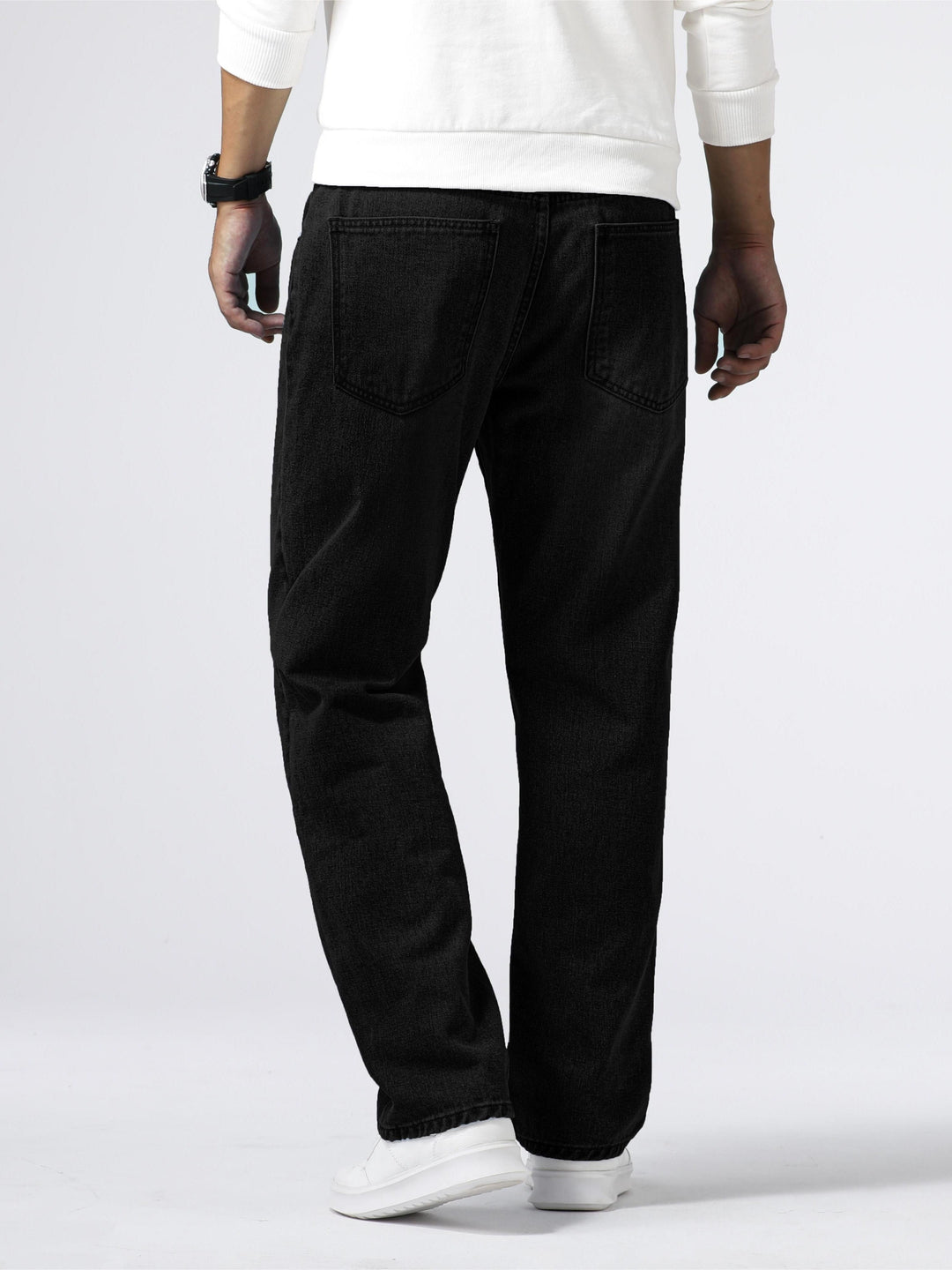 Jeans da uomo in denim, gamba dritta, lavaggio blu, vestibilità quotidiana