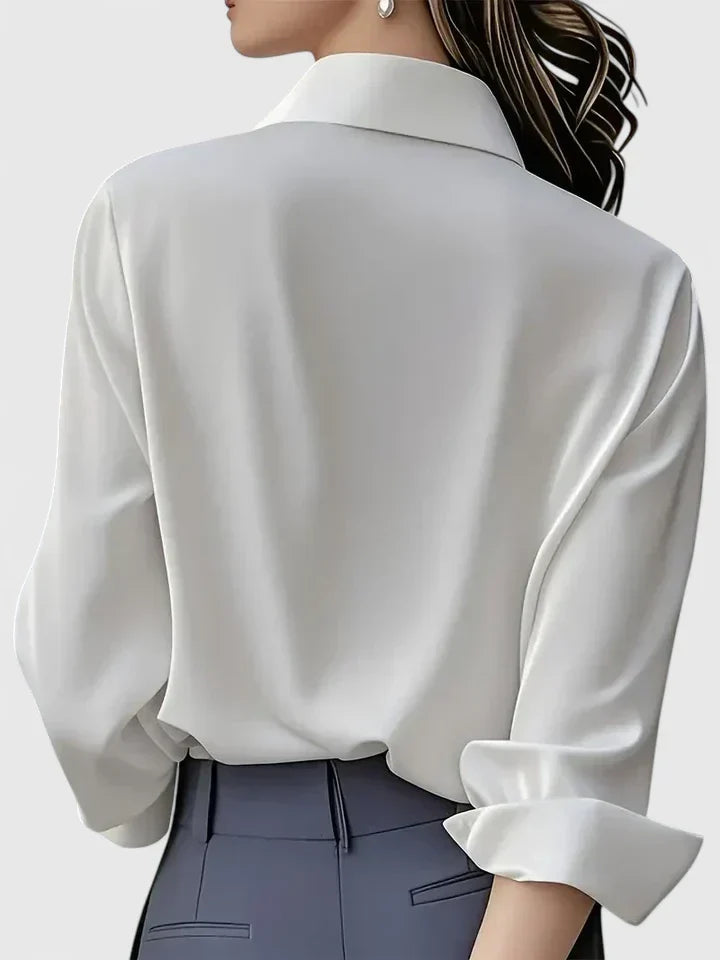Women’s Satin Long Sleeve Blouse – Polished Office and Smart Casual Shirt
