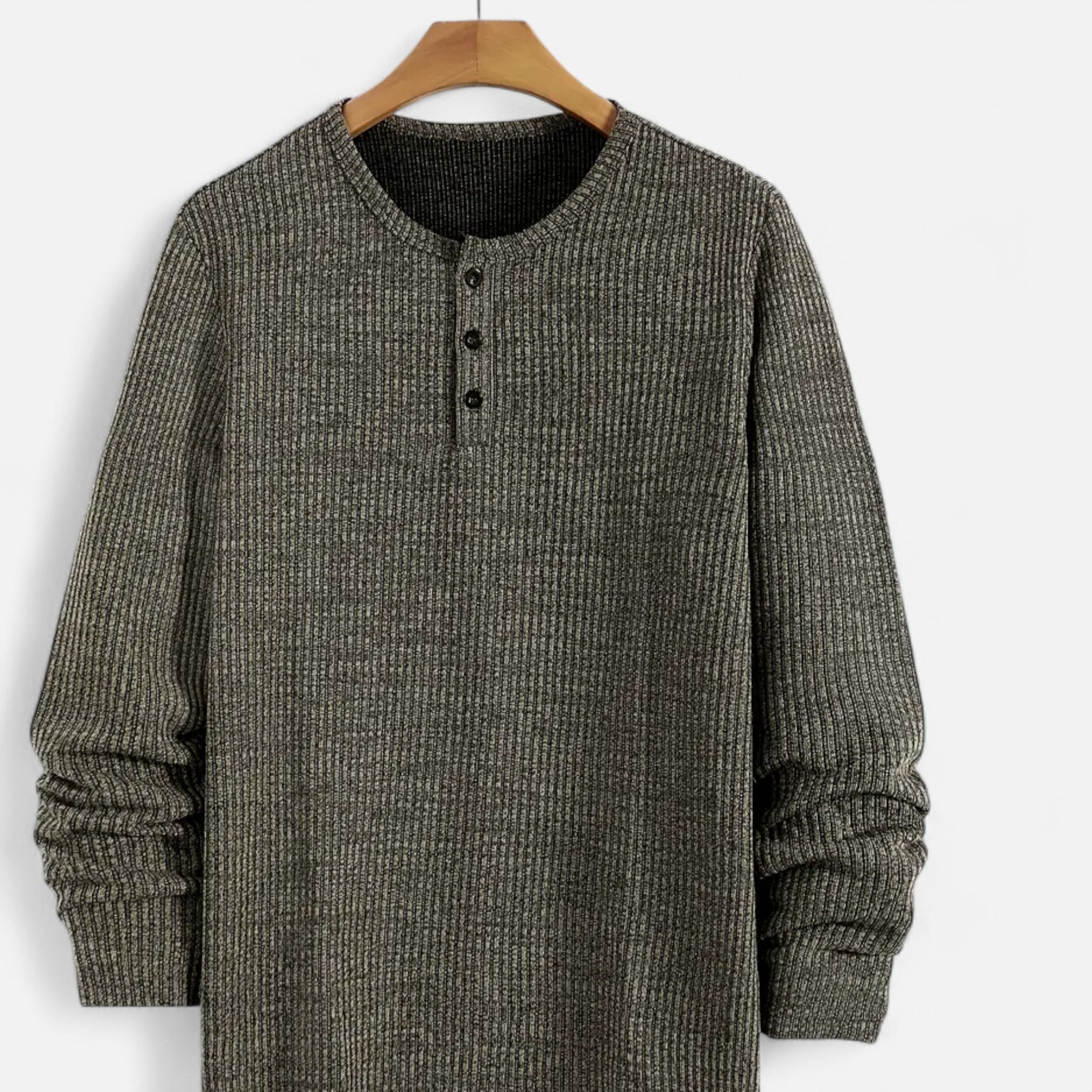 Valmonti | Men's Cable-Knit Henley Sweater
