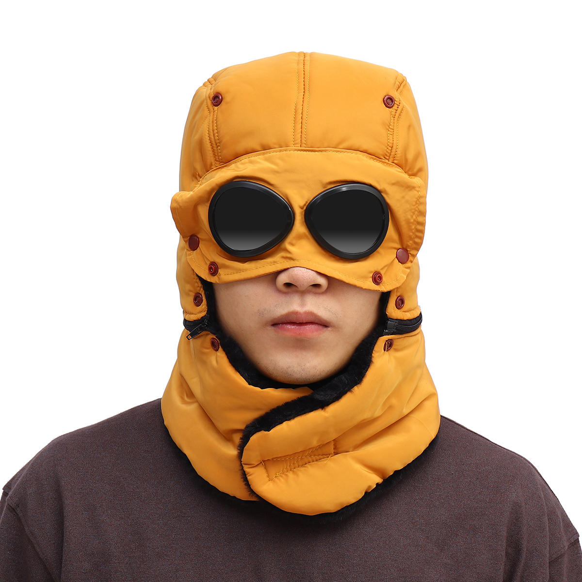 Unisex Winter Trapper Hat – Insulated Ear-Flap Cap with Detachable Face Cover and Goggles