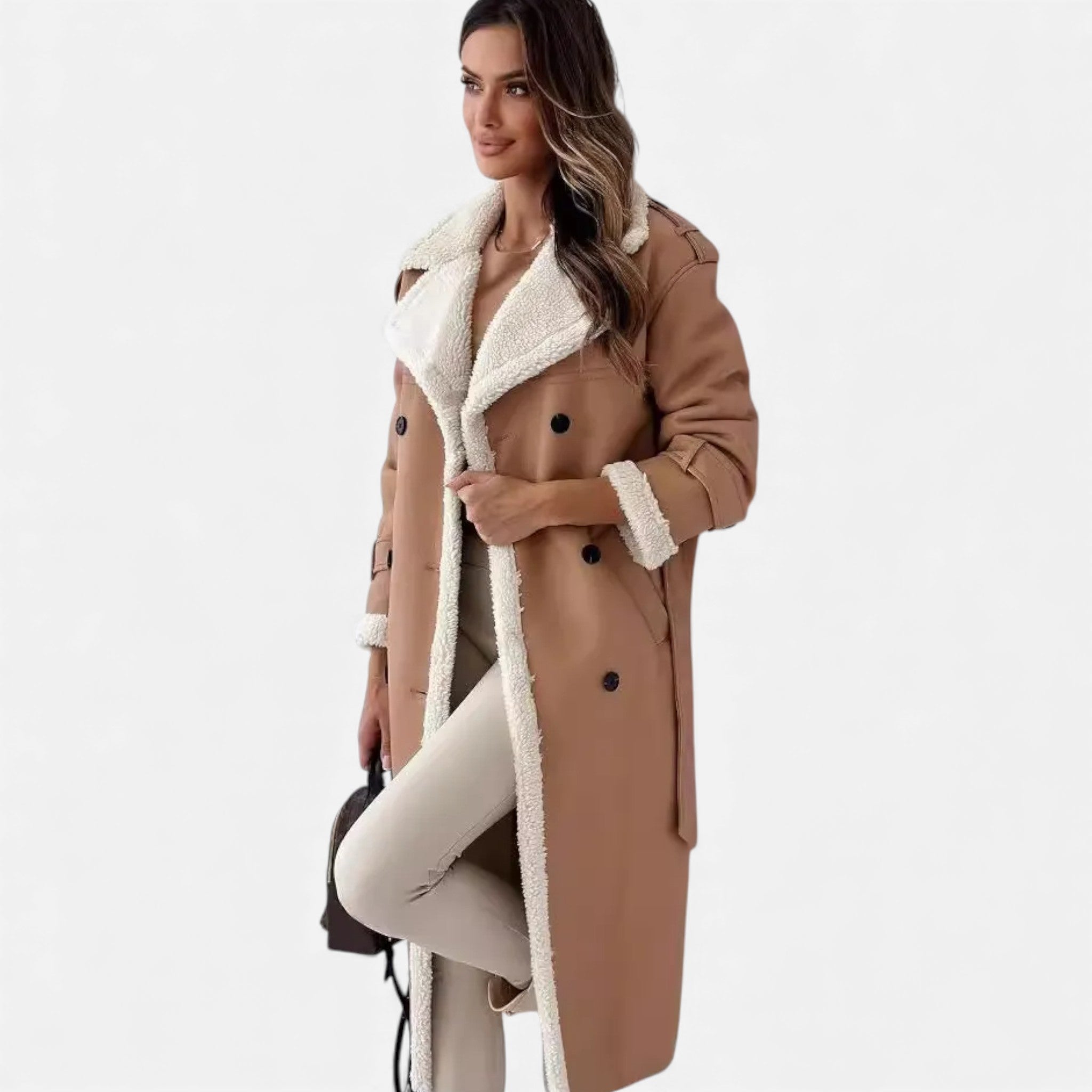 Valmonti | Women’s Belted Wool Trench Coat – Classic Mid-Length Coat