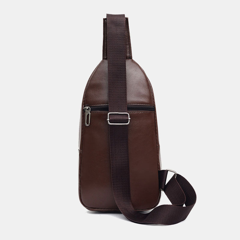 Sling-Tasche aus PU-Kunstleder für Herren – Kompakte Crossbody-Brusttasche mit verstellbarem Riemen und Reißverschlusstaschen
