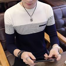 Herre sweater med rund hals og tryk, almindelig pasform, lange ærmer