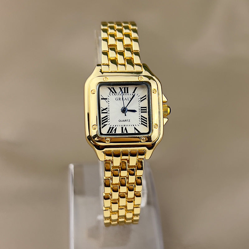 Women’s Square-Dial Quartz Watch – Adjustable Alloy Bracelet with Folding Clasp and Band Shortener for Everyday Smart Office and Occasion Wear