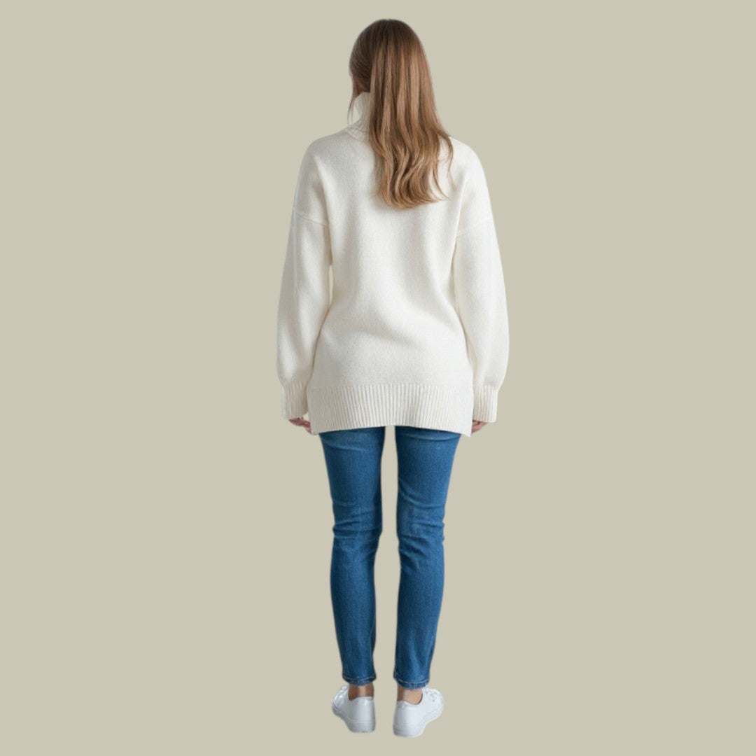 Women’s Relaxed Turtleneck Knit Sweater – Oversized Pullover for Winter
