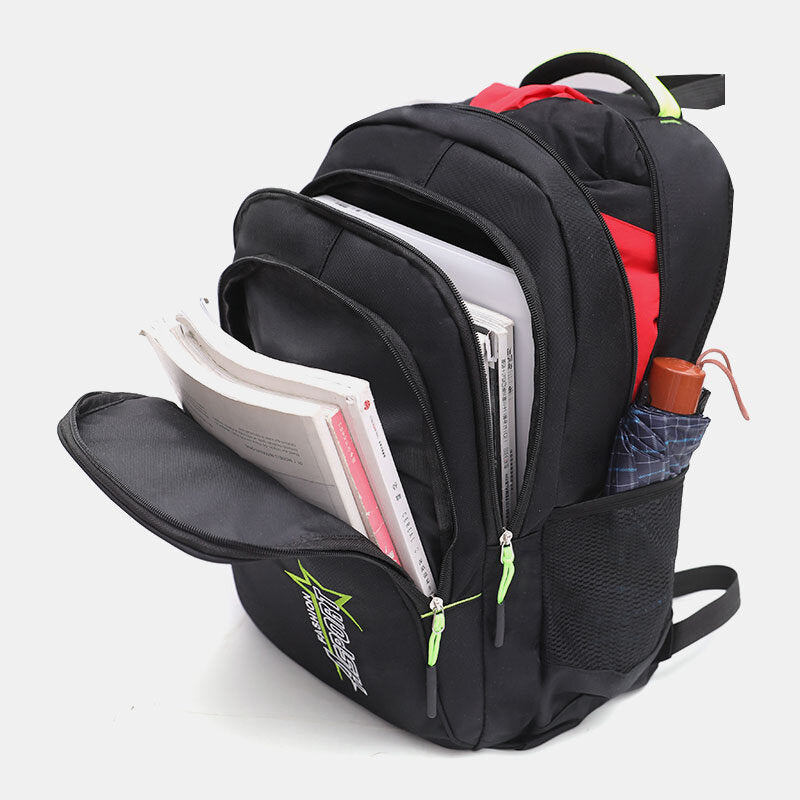 Zaino unisex in nylon con più scomparti – Borsa capiente per scuola e viaggi con spazio organizzato