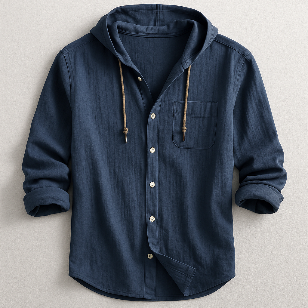 Męska koszula z kapturem na guziki, luźna, lekka, casualowa overshirt